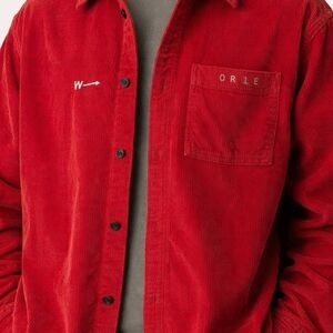 Red Corduroy Button-Up Jacket - Men's